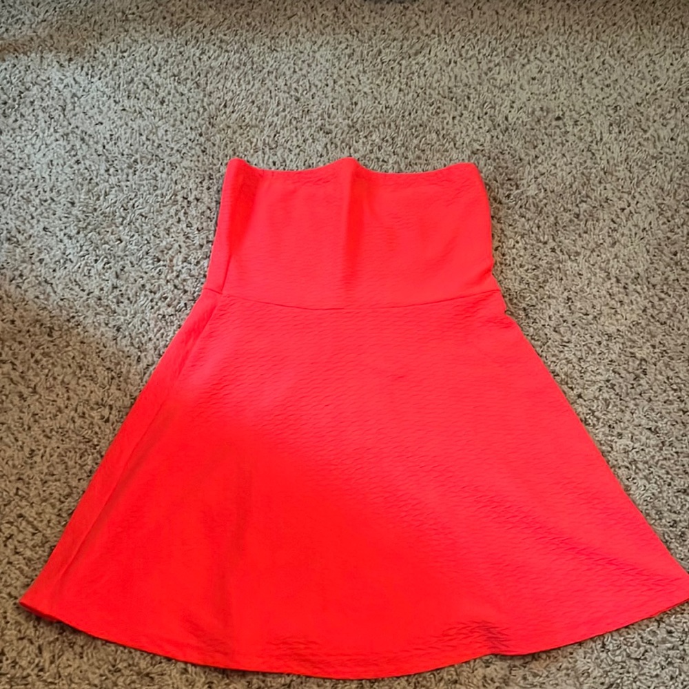 Dark coral strapless dress